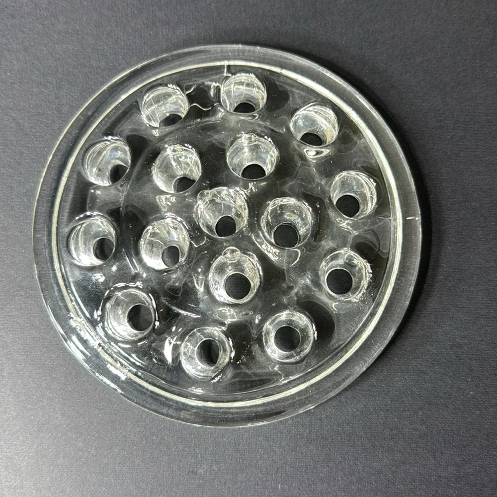 Vintage Clear Glass 16 Hole Flower Frog 5